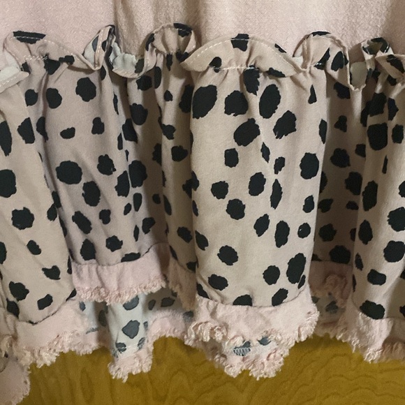 Umgee Large High Lo fringe top with leopard print dusty rose color pre owned - Picture 5 of 6